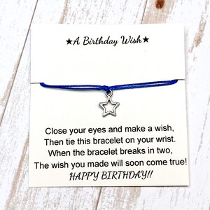 Wunsch-Armband Geburtstagsgeschenk, Make A Wish Armband, Kinder Party Favor, alles Gute zum Geburtstag Armband, Geschenkideen für Kinder, Stern Charm Armband