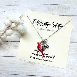 Pérdida de un ser querido, joyas conmemorativas, idea de regalo de duelo, collar de cardenal, joyas de cardenal, joyas de la naturaleza, regalo para observadores de aves, rojo