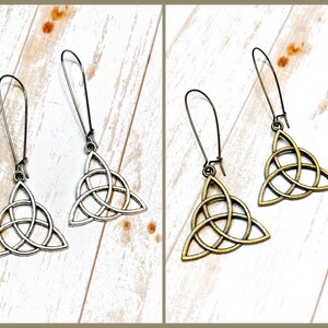 Silver Trinity Knot Earrings, Statement Earrings, Irish Knot Dangle Earrings, Irish Jewelry, Celtic Gifts For Her, Triqueta Charm Jewelry image 8