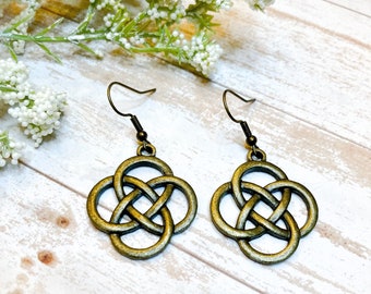 Brass Celtic Knot Earrings, Friendship Knot Earrings, Celtic Jewelry, Irish Earrings, St. Patrick's Day Jewelry, Gifts For Her, Irish Gifts