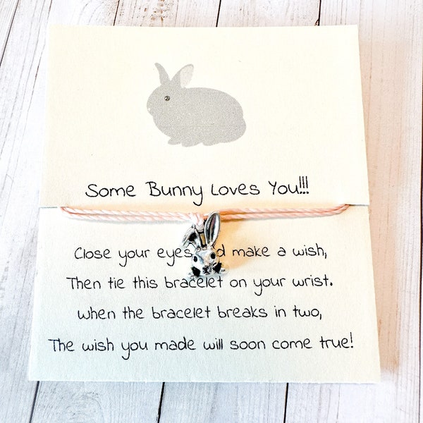Easter Bunny Wish Bracelet, Children's Easter Present, Some Bunny Loves You, Easter Basket Stuffer, Easter Basket Filler For Kids