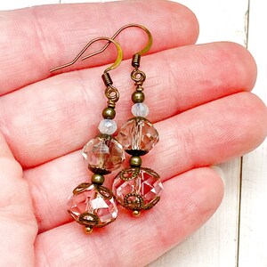 Pink Faceted Glass Earrings, Glass Beaded Earrings, Sparkly Earrings, Spring Earrings, Gift For Her, Nickel Free Earrings, Victorian Style image 5