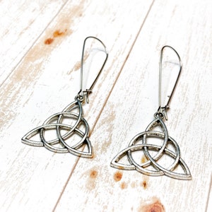 Silver Trinity Knot Earrings, Statement Earrings, Irish Knot Dangle Earrings, Irish Jewelry, Celtic Gifts For Her, Triqueta Charm Jewelry image 5