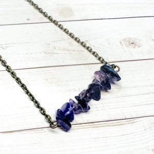 Amethyst Chip Necklace, Gemstone Chip Necklace, Chakra Gemstones, Crystal Chips, Minimalist Necklace, Minimalist Jewelry, Gifts For Her image 6