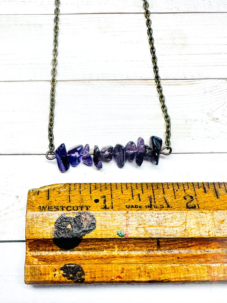 Amethyst Chip Necklace, Gemstone Chip Necklace, Chakra Gemstones, Crystal Chips, Minimalist Necklace, Minimalist Jewelry, Gifts For Her image 5