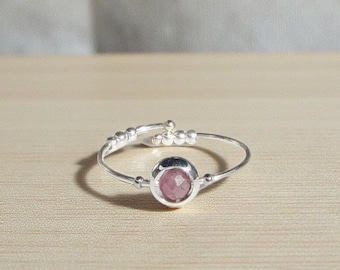 Faceted Ruby Fidget Ring • Gold or Silver Band • Worry Ring for Anxiety & Focus