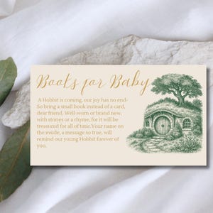 LOTR babyshowerboeken voor baby Aanpasbare kaartsjabloon, Middle Earth/Shire geïnspireerd, direct downloaden, bewerkbare sjabloon