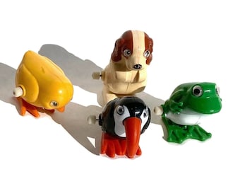 Animali a carica vintage Tomy realizzati a Taiwan intorno agli anni '70
