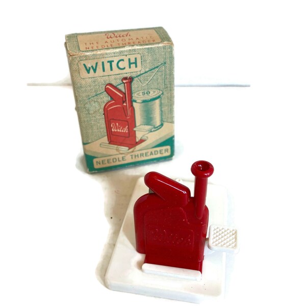 Witch Needle Threader 1940s WIC Trademark in Original Box