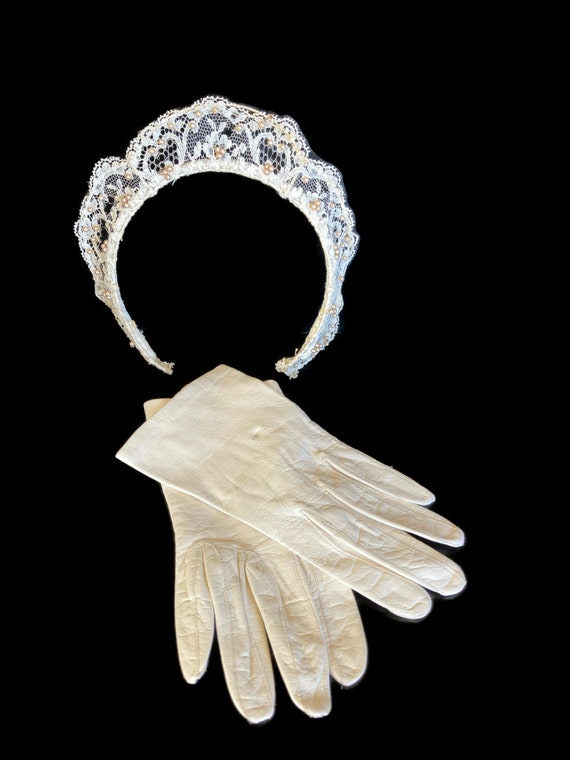 Vintage Bridal Tiara and Kid Leather Gloves