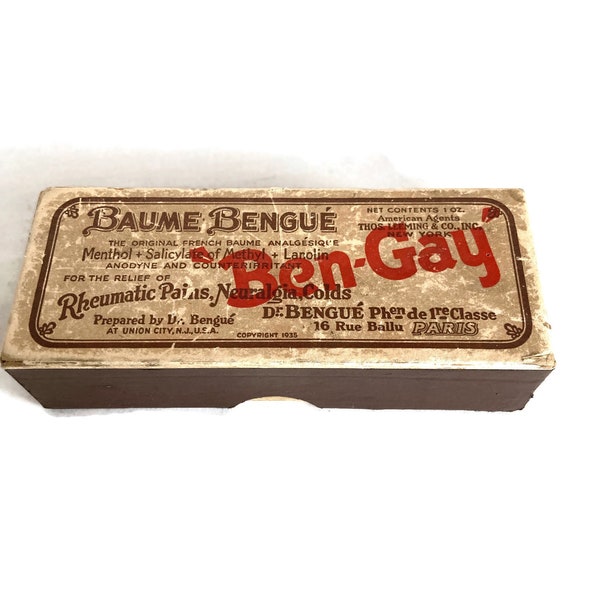 Baume Bengué Box, Ben-Gay Ointment, French, Vintage