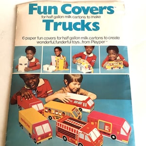 Vintage Children's Craft Kit circa 1977 Fun Covers / Truck by Playper Corporation In Original Packaging Milk Carton Play Kit