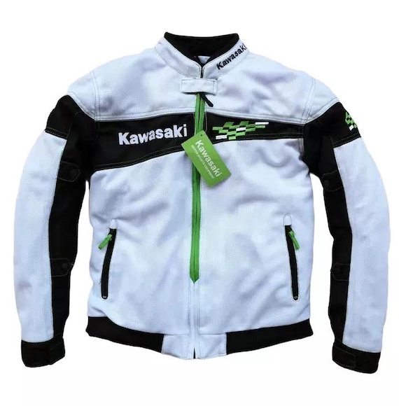 Kawasaki Motorcycle Racing Jacket Mesh Fabric Rider Jacket Motorbike Riding Jacket All Season Biker Jacket CE Approved Birthday Gift for him