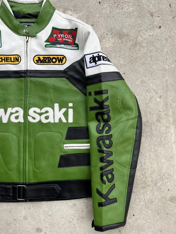 Vintage Kawasaki Cowhide Leather Motorcycle Racing Jacket - Etsy