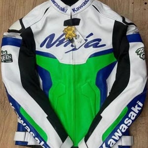 New Customised Kawasaki Motorbike Riding Jacket Kawasaki Motorcycle Racing Leather Jacket Kawasaki Racing Team Jacket Biker JackeT