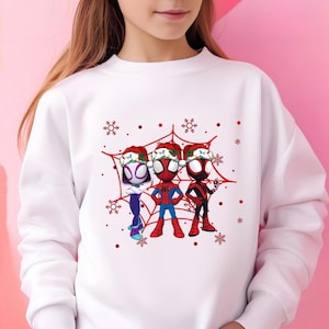 Spidey And His Amazing Friends Christmas Sweater, Spidey Spin Ghost Spider Xmas Hoodie, Kids Avengers Spidey Holiday Gifts, Holiday Trip