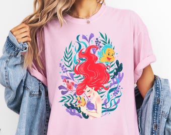 Little Mermaid Ariel Tee, Disney Ariel Shirt, Disney Princess Girls Birthday Tees