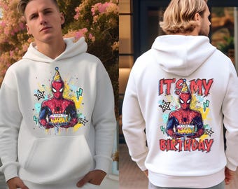 Spiderman Birthday Sweater, It's My Birthday Spidey Hoodie, Disney Comics, Spidey Birthday Crewneck, Spiderman Happy Birthday, Kids Sweater