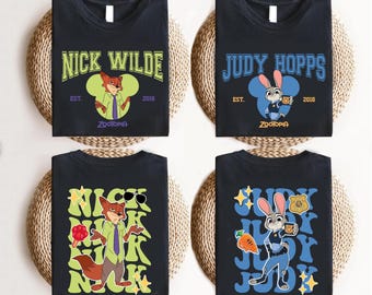 Zootopia2 Nick Wilde & Judy Hopps Matching Couple Shirts: Comfort Color Bella Canvas Tees