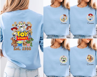 Custom Toy Story Matching Sweaters, Personalized Toy Story Disney Trip Hoodies, Woody Jessie Buzz Alien Rex Slinky Matching Crewnecks