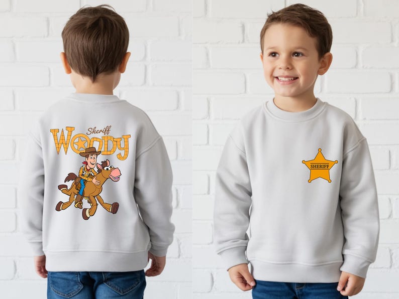 Sheriff Woody Sweatshirt, Toy Story Woody Hoodie, Boys Sheriff Sweater zdjęcie 8