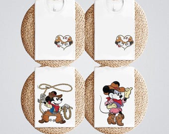Mickey & Minnie Western Couple Shirts, Matching Cowboy Tees, Disney Country Group Tees