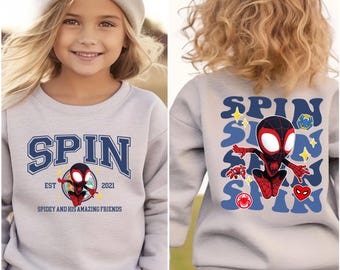 Spin Sweater, Spidey And His Amazing Friends Spin Hoodie, Kids Spidey Crewnecks, Disney Comics, Avengers Kids Ghost Sweatshirts