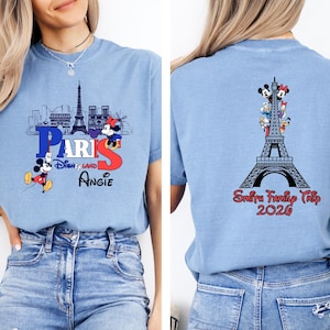 Custom Name Paris Disneyland Trip Shirt, Personalized Mickey and Friends Eiffel Tower Family Tees image 7