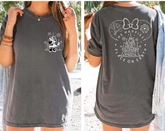 Minnie Mickey Matching Happiest Place on Earth Disney Tees, Disneyland Family Trip Tees