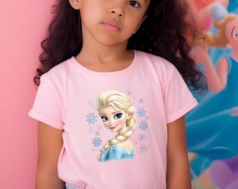 Frozen Princess Elsa Shirt, Elsa With Snowflakes Tee, Disney Girl Trip, Girls Birthday Tee