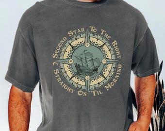 Peter Pan Shirt, Second Star To The Right And Straight On Til Morning, Comfort Colors Neverland Tee, Kids tee, Men's Disneyland Trip Shirt