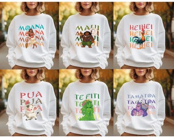 Moana 2 Movie Sweatshirts, Matching Moana Characters Hoodies, Moana Maui Pua Hei Hei Tala Te Fiti Kakamorra Tamatoa, Disney Trip Sweaters
