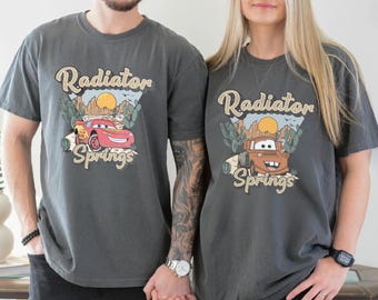 Retro Cars Radiator Springs Shirt, Pixar Lightning McQueen and Tow Mater Tee, Kids Cars Tee, Couples Cars Tee, Family Trip, Cars Piston Cup