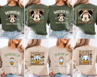 Mickey and Friends Animal Kingdom Sweaters, Disney Matching Animal Kingdom Hoodies, Minnie Goofy Pluto Daisy Donald Safari Mode Crewnecks