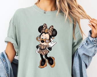 Leopard Minnie Shirt, Cute Minnie Mouse Tee, Disney Girls Trip Shirts, Women's Disney Trip Tees, Girls Birthday Gifts, Holiday Gifts