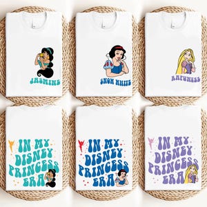 Comfort Colors Princess Tees, Matching in My Disney Princess Era Tees, Birthday Tees, Cinderella Ariel Belle Jasmine Tiana Aurora Elsa
