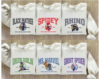 Spidey And His Amazing Friends Matching Group Sweaters, Disney Comic Shirts, Spidey Party Hoodies,  Avengers Spidey Group Crewnecks