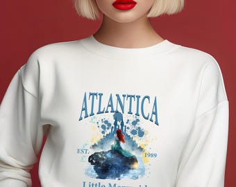 Atlantica Little Mermaid Sweater, Retro Little Mermaid Princess Ariel Hoodie, Magic Kingdom, Women Disneyland Crewnecks, Kids Sweater