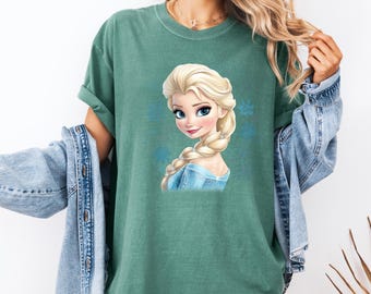 Frozen Princess Elsa Shirt, Elsa With Snowflakes Tee, Disney Princess Elsa Comfort Colors Shirt, Disney Girl Trip, Girls Birthday Tee