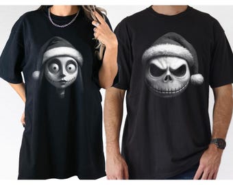 Sally and Jack Skellington Halloween Shirt, We're Meant to Be Matching Couple Halloween Tees, Horror Movies Lovers, Spooky Vibes T-shirts