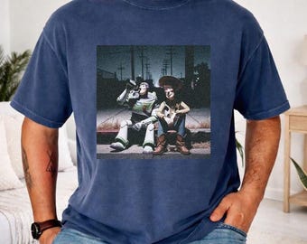 Buzz and Woody Drinking Beer on the Street Shirt, Toy Story Buzz Woody Shirt, Men's Drink Tee, Dad's Toy Story Tee, Husband WDW Shirt