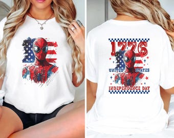 Spiderman 1776 United States Tee, Retro Spiderman Independence Day Tee,  4th of July, USA Memorial Day,  Patriotic American Flag Family Tees