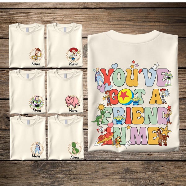Custom Toy Story Family Shirts, Personalized Woody Jessie Rex Slinky Buzz Alien Matching Group Tees