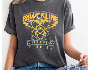 Camiseta Powerline World Tour 95, camiseta de la película Powerline, camiseta Comfort Colors Max Goofy Roxanne Powerline Stand Out Tour, camiseta de fiesta de los 90