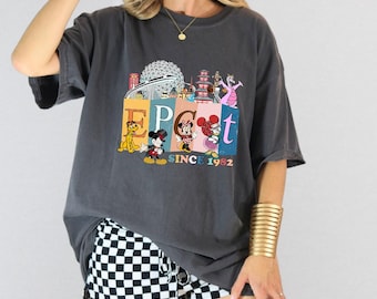Retro Epcot Mickey and Friends Shirt: Comfort Colors Bella Canvas Unisex Adult, Youth, Toddler Tees