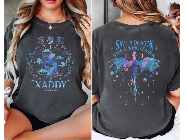 Xaden Riorson Shirt, Comfort Colors Xaddy Fourth Wing Tee, Onyx Storm Dragon Rider Tee, Rebecca Yarros Iron Flame Readers Tee, Book Club Tee image 2