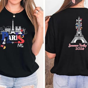 Custom Name Paris Disneyland Trip Shirt, Personalized Mickey and Friends Eiffel Tower Family Tees image 8
