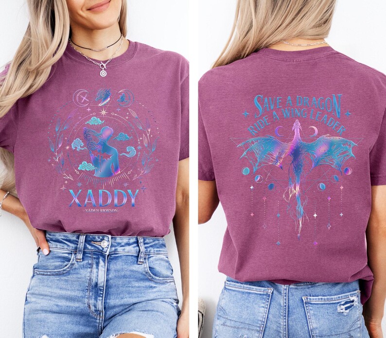 Xaden Riorson Shirt, Comfort Colors Xaddy Fourth Wing Tee, Onyx Storm Dragon Rider Tee, Rebecca Yarros Iron Flame Readers Tee, Book Club Tee image 4