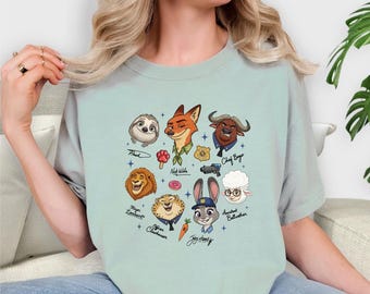 Zootopia2 Characters and Signs Shirts, Family Movie Tees