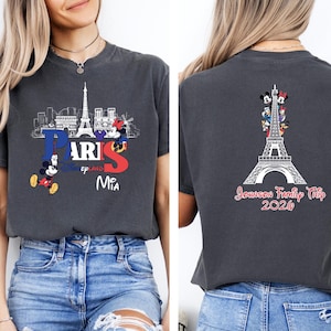 Custom Name Paris Disneyland Trip Shirt, Personalized Mickey and Friends Eiffel Tower Family Tees image 6